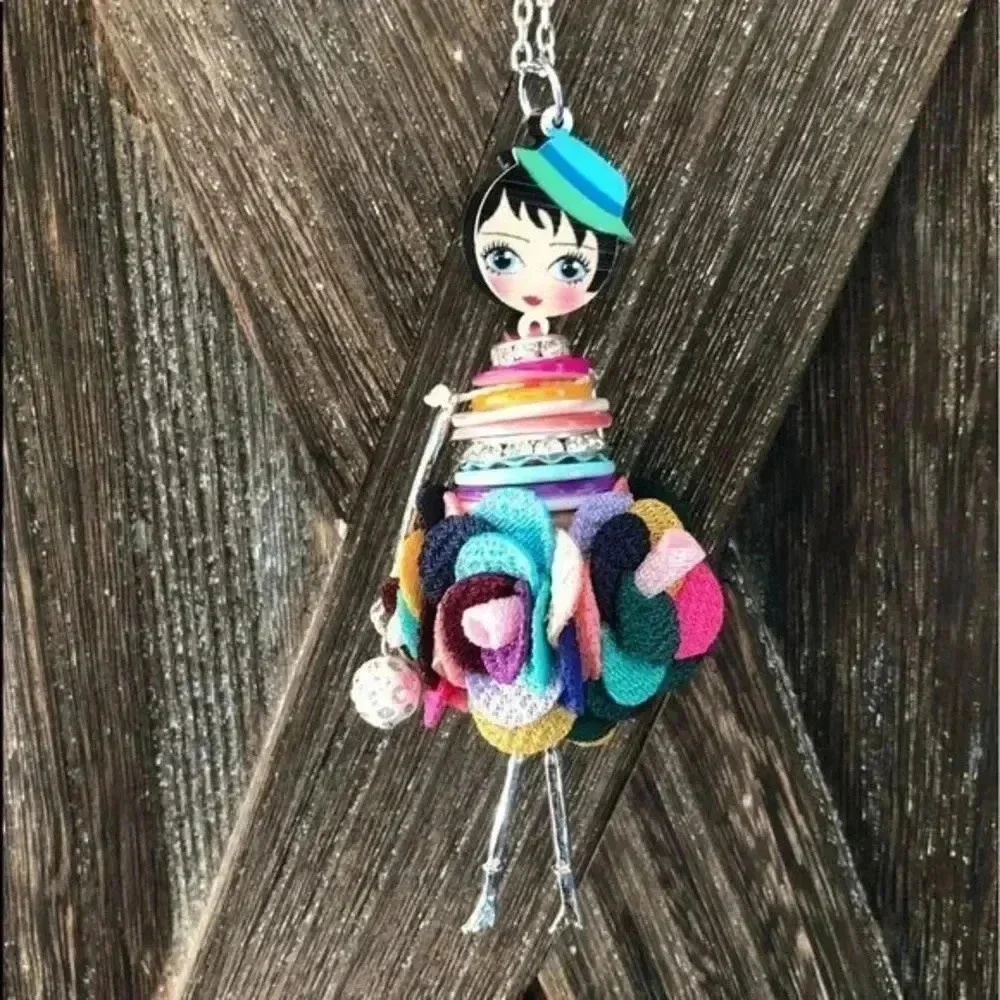 Colorful Rainbow 20’s Flapper Fashion Doll Long Sweater Necklace NWT
